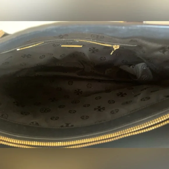 Tory Burch Black Woven Gold Hardware Tote - Picture 9 of 14